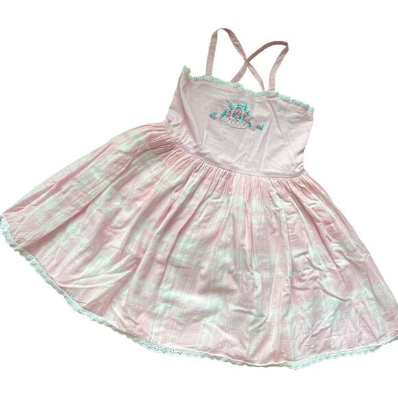 Well Dressed Wolf Other - Well Dressed Wolf 4 Flower Basket Sundress Pink Plaid Cottagecore Floral Coastal